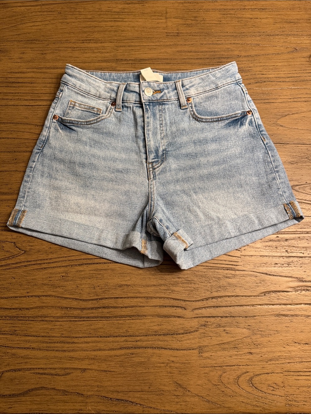 H&M Light Blue Denim Jean Shorts with Rolled Hem